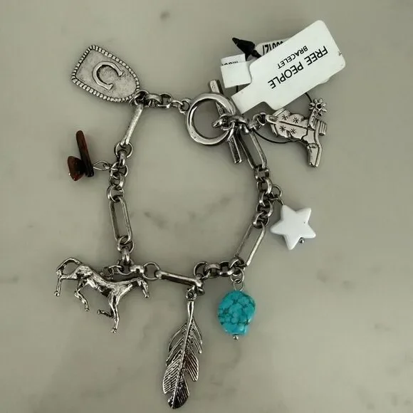 Free People Charmed Life Charm Bracelet- Silver Western Combo - Picture 5 of 6